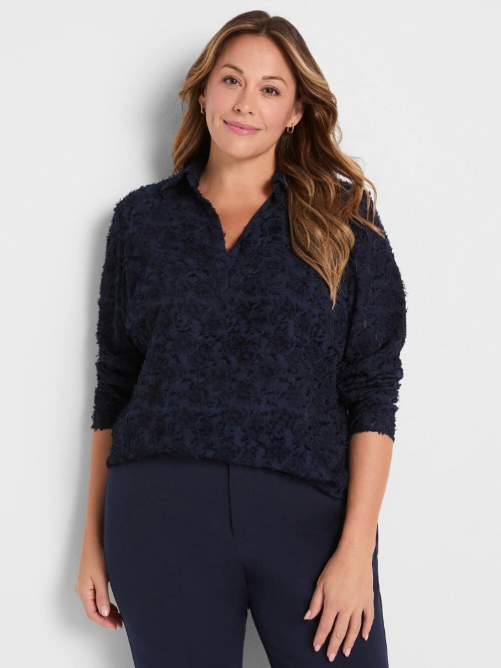 Nic + Zoe Any Occasion Navy Top Size 2X